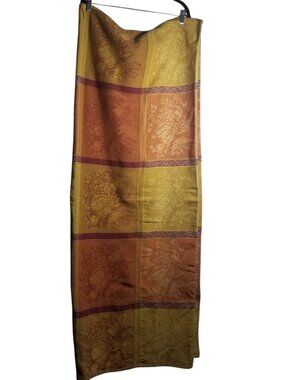 Pumpkin Grid Jacquard Red Gold Cotton Autumn Tablecloth 85L x 54W